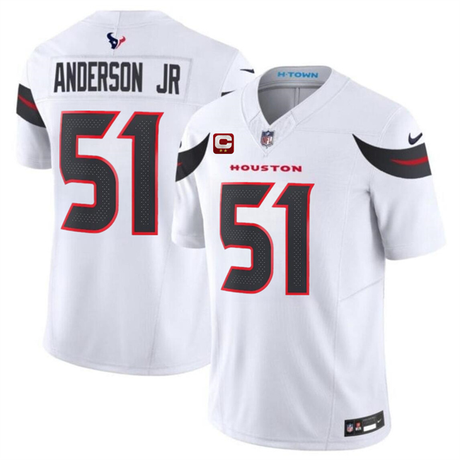 Personalized Men’s Houston Texans #51 Will Anderson Jr White 2024 F.U.S.E. With 2-Star C Patch Limited Stitched Jersey