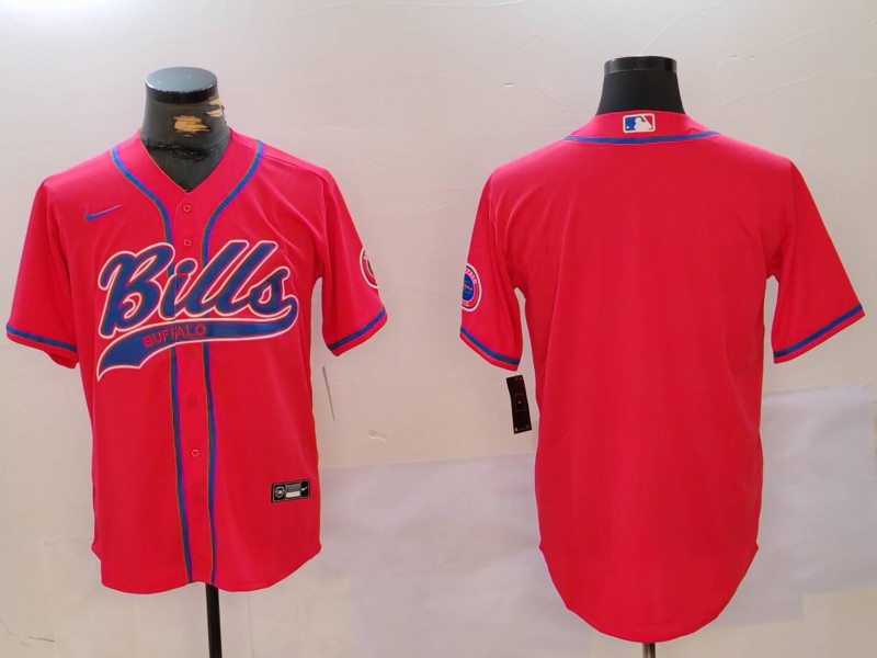 Personalized Men’s Buffalo Bills Red Team Blank Cool Base Stitched Baseball Jersey