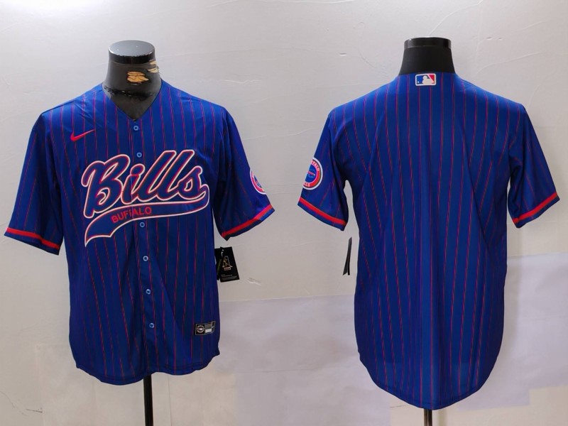Personalized Men’s Buffalo Bills Blank Blue Team Cool Base Stitched Baseball Jersey