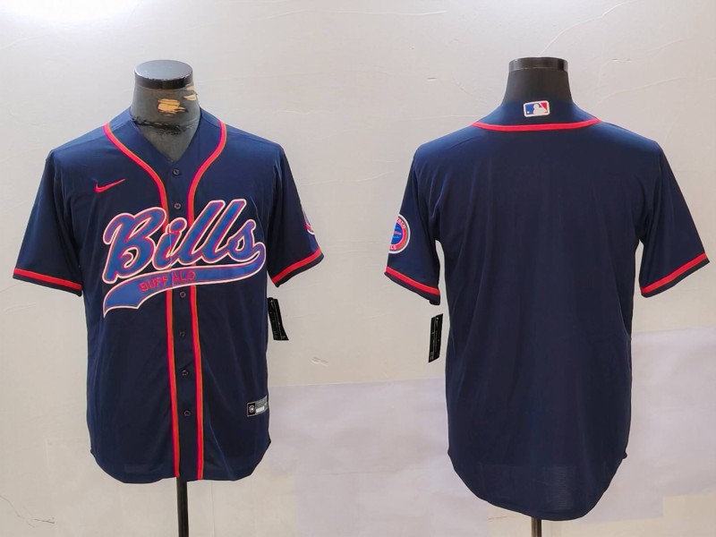 Personalized Men’s Buffalo Bills Blank Navy Team Cool Base Stitched Baseball Jerseys