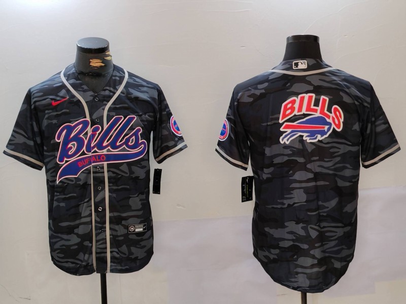 Personalized Men’s Buffalo Bills big logo Camo Team Cool Base Stitched Baseball Jersey