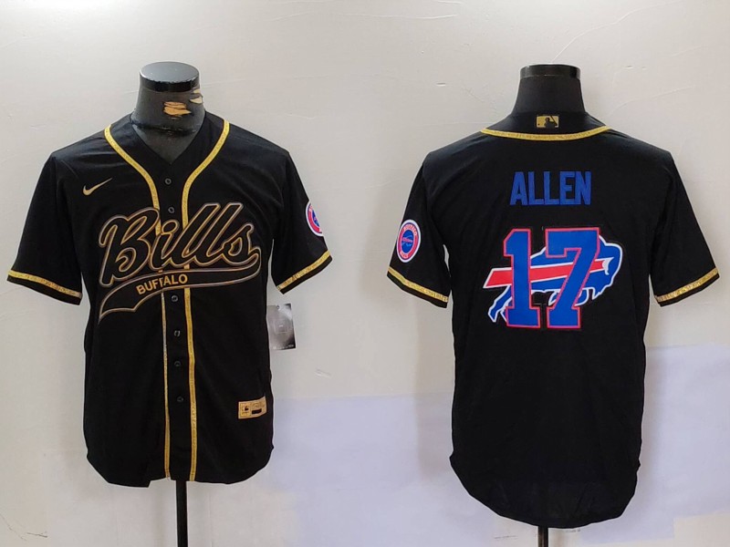 Personalized Men’s Buffalo Bills #17 Josh Allen Black Cool Base Stitched Baseball Jersey