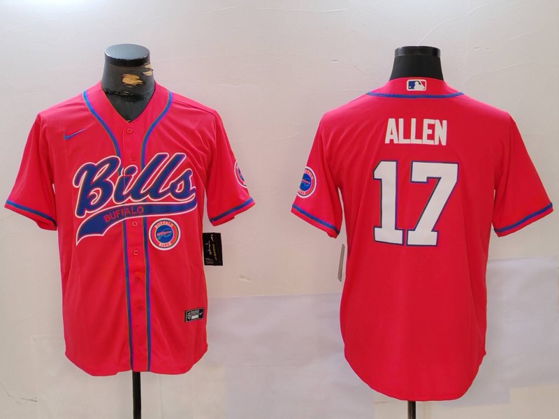 Personalized Men’s Buffalo Bills #17 Josh Allen Red Cool Base Stitched Baseball Jerseys