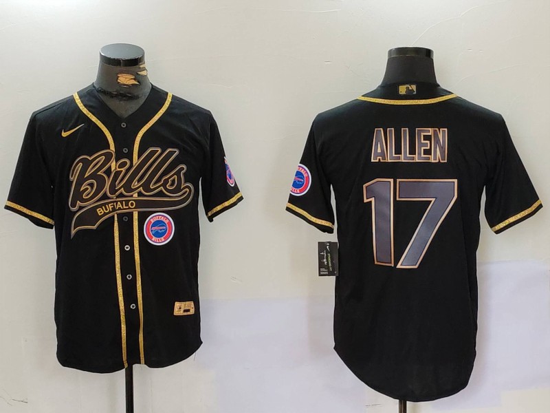 Personalized Men’s Buffalo Bills #17 Josh Allen Black Cool Base Stitched Baseball Jerseys