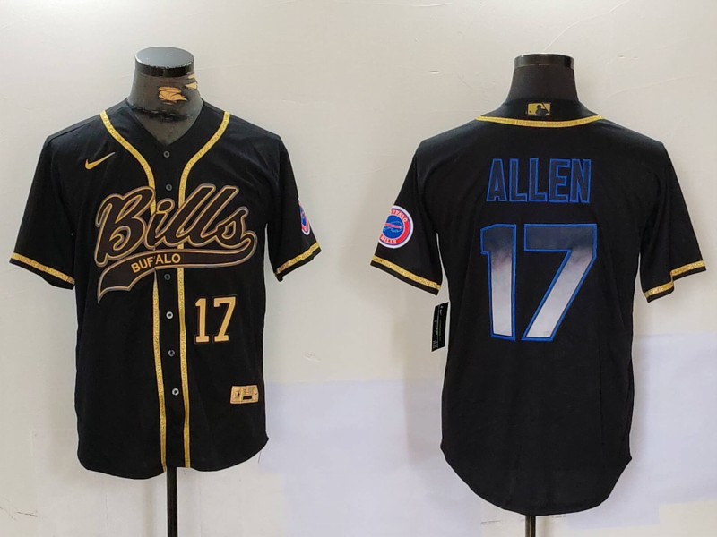 Personalized Men’s Buffalo Bills #17 Josh Allen Black Cool Base Stitched Baseball Jerseys