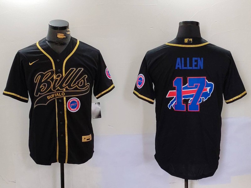 Personalized Men’s Buffalo Bills #17 Josh Allen Black Cool Base Stitched Baseball Jerseys