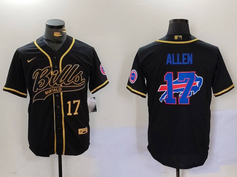Personalized Men’s Buffalo Bills #17 Josh Allen Black Cool Base Stitched Baseball Jerseys
