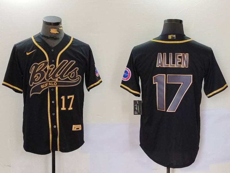 Personalized Men’s Buffalo Bills #17 Josh Allen Black Cool Base Stitched Baseball Jerseys