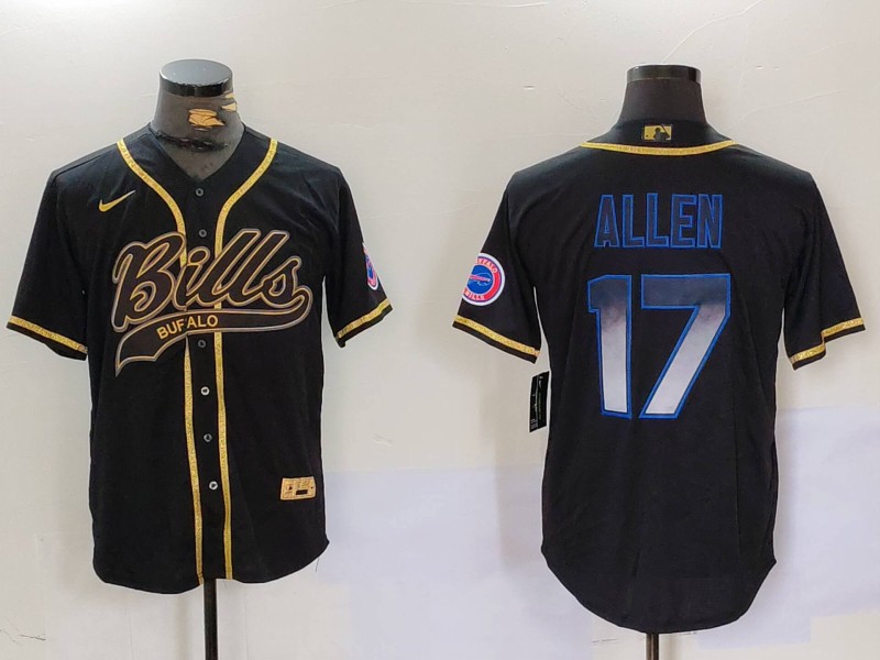Personalized Men’s Buffalo Bills #17 Josh Allen Black Cool Base Stitched Baseball Jerseys