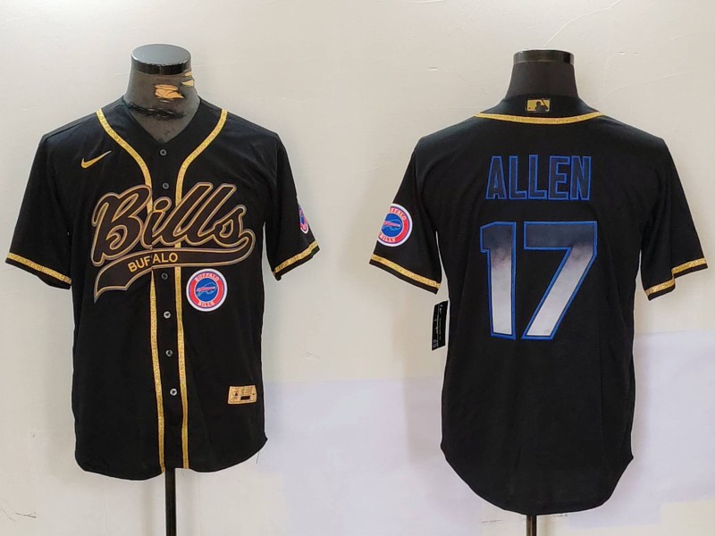 Personalized Men’s Buffalo Bills #17 Josh Allen Black Cool Base Stitched Baseball Jerseys