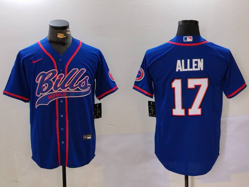 Personalized Men’s Buffalo Bills #17 Josh Allen Blue Team Cool Base Stitched Baseball Jersey