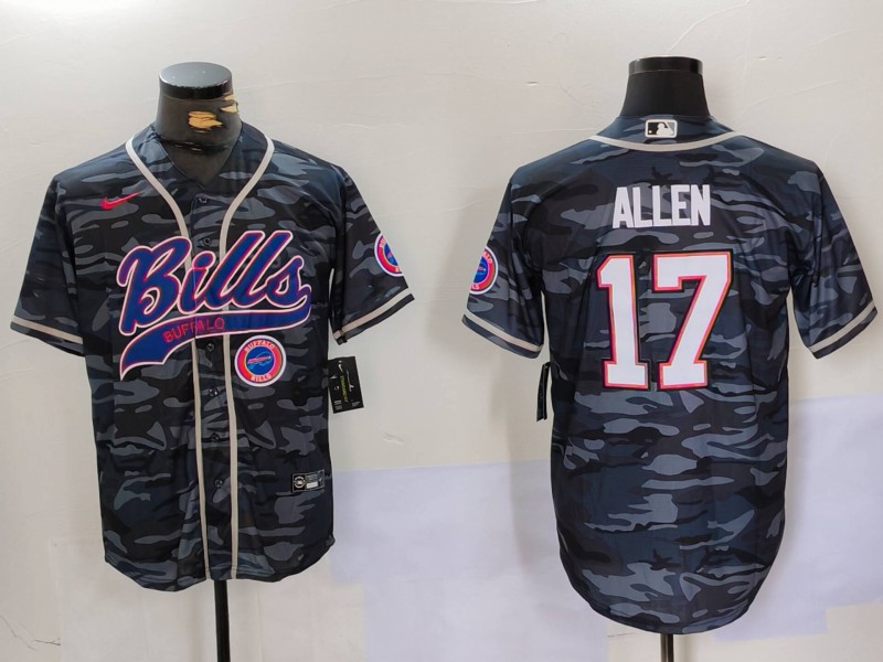 Personalized Men’s Buffalo Bills #17 Josh Allen Camo Team Cool Base Stitched Baseball Jersey