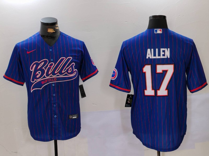 Personalized Men’s Buffalo Bills #17 Josh Allen Blue Team Cool Base Stitched Baseball Jerseys