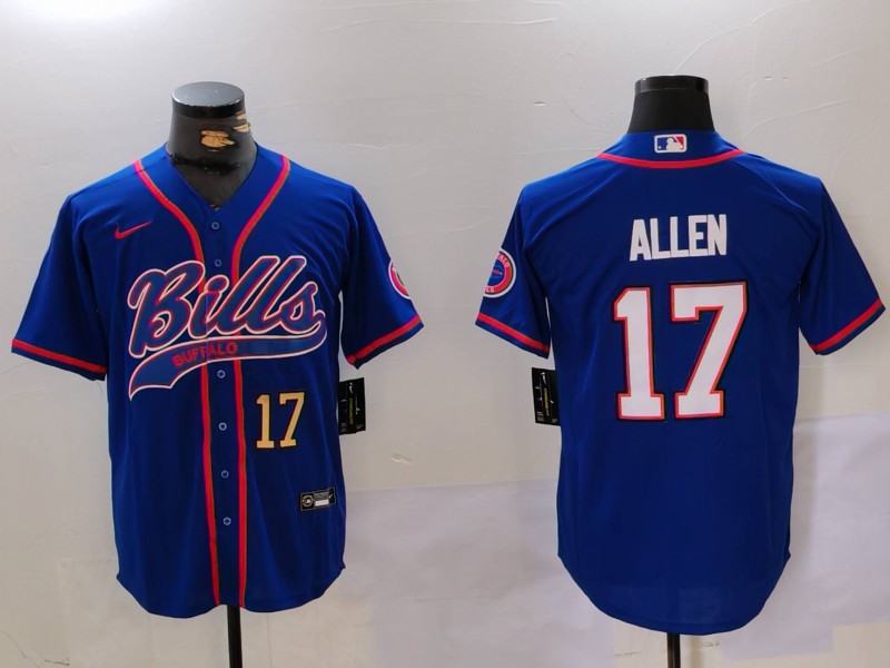 Personalized Men’s Buffalo Bills #17 Josh Allen Blue Team Cool Base Stitched Baseball Jerseys