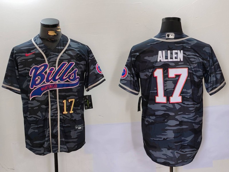 Personalized Men’s Buffalo Bills #17 Josh Allen Camo Team Cool Base Stitched Baseball Jerseys