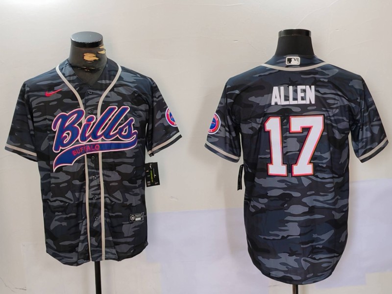 Personalized Men’s Buffalo Bills #17 Josh Allen Camo Team Cool Base Stitched Baseball Jerseys