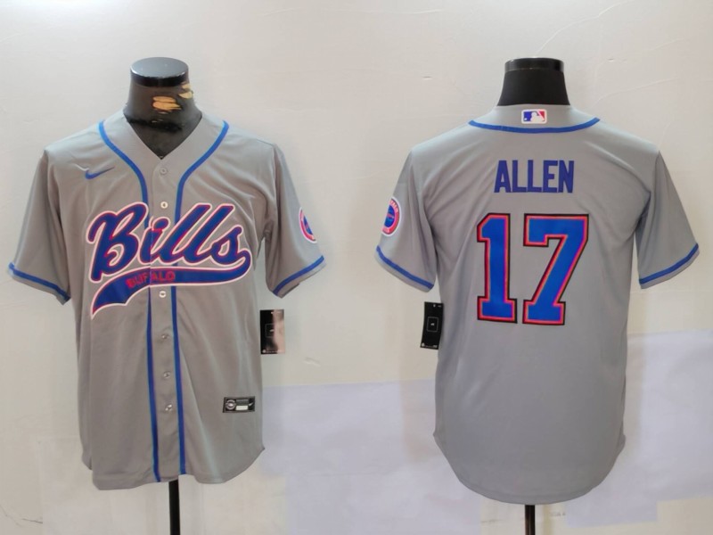 Personalized Men’s Buffalo Bills #17 Josh Allen Grey Team Cool Base Stitched Baseball Jerseys