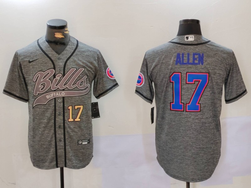 Personalized Men’s Buffalo Bills #17 Josh Allen Grey Team Cool Base Stitched Baseball Jerseys