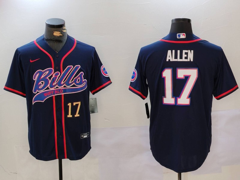 Personalized Men’s Buffalo Bills #17 Josh Allen Navy Team Cool Base Stitched Baseball Jerseys