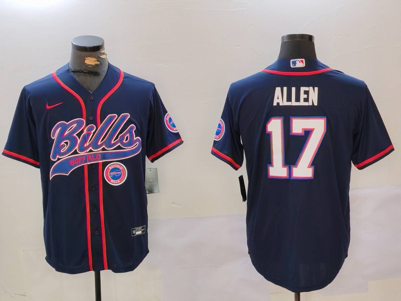 Personalized Men’s Buffalo Bills #17 Josh Allen Navy Team Cool Base Stitched Baseball Jerseys