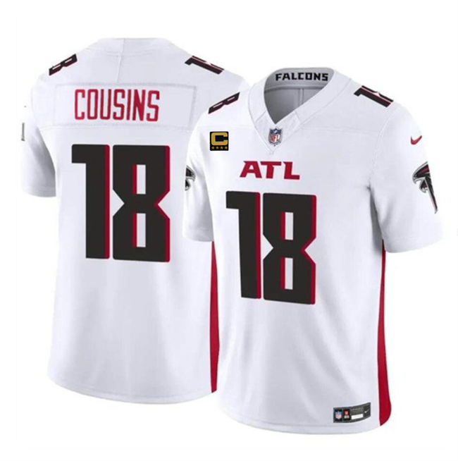 Personalized Men’s Atlanta Falcons #18 Kirk Cousins White 2024 F.U.S.E With 4-Star C Patch Untouchable Limited Stitched Football Jersey