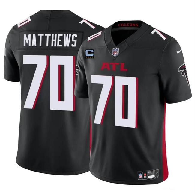 Personalized Men’s Atlanta Falcons #70 Jake Matthews Black 2024 F.U.S.E With 4-Star C Patch Untouchable Limited Stitched Football Jersey