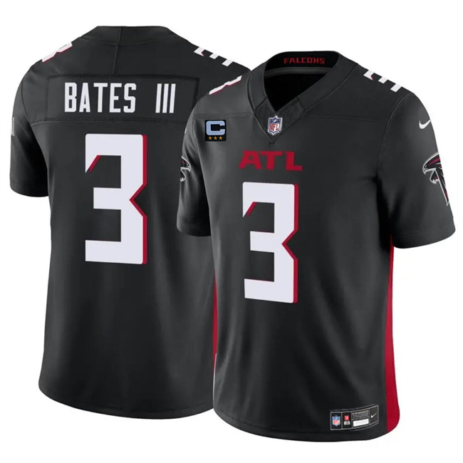 Personalized Men’s Atlanta Falcons #3 Jessie Bates III Black 2024 F.U.S.E With 3-Star C Patch Untouchable Limited Stitched Football Jersey