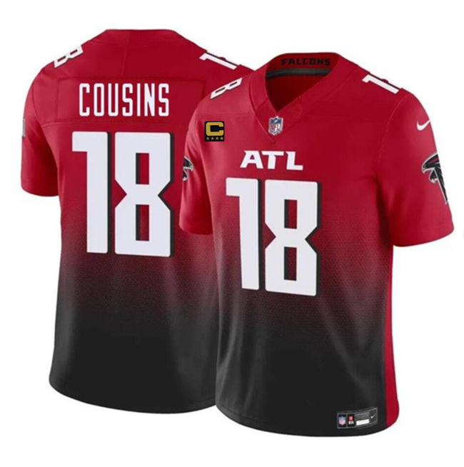 Personalized Men’s Atlanta Falcons #18 Kirk Cousins Red Black 2024 F.U.S.E With 4-Star C Patch Untouchable Limited Stitched Football Jersey
