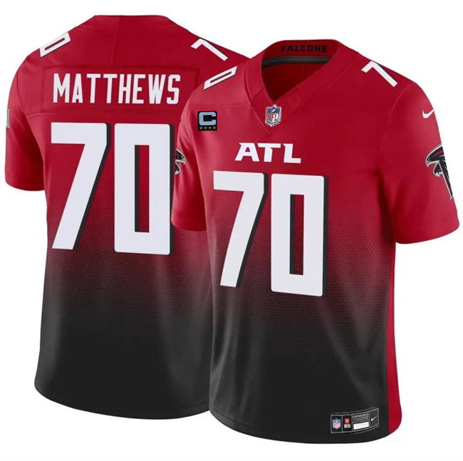 Personalized Men’s Atlanta Falcons #70 Jake Matthews Red Black 2024 F.U.S.E With 4-Star C Patch Untouchable Limited Stitched Football Jersey