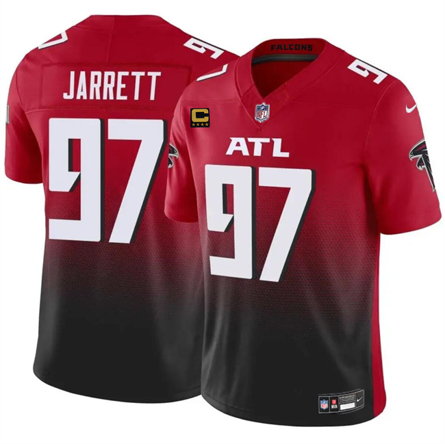 Personalized Men’s Atlanta Falcons #97 Grady Jarrett Red Black 2024 F.U.S.E With 4-Star C Patch Untouchable Limited Stitched Football Jersey