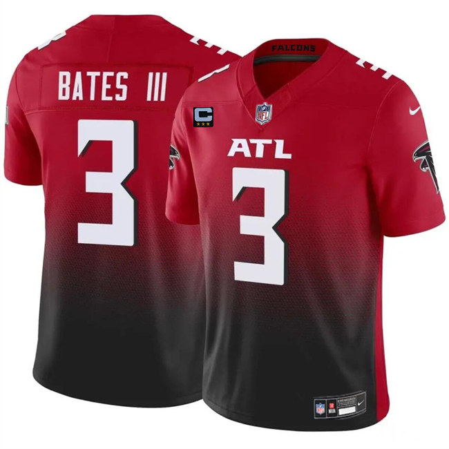 Personalized Men’s Atlanta Falcons #3 Jessie Bates III Red Black 2024 F.U.S.E With 3-Star C Patch Untouchable Limited Stitched Football Jersey