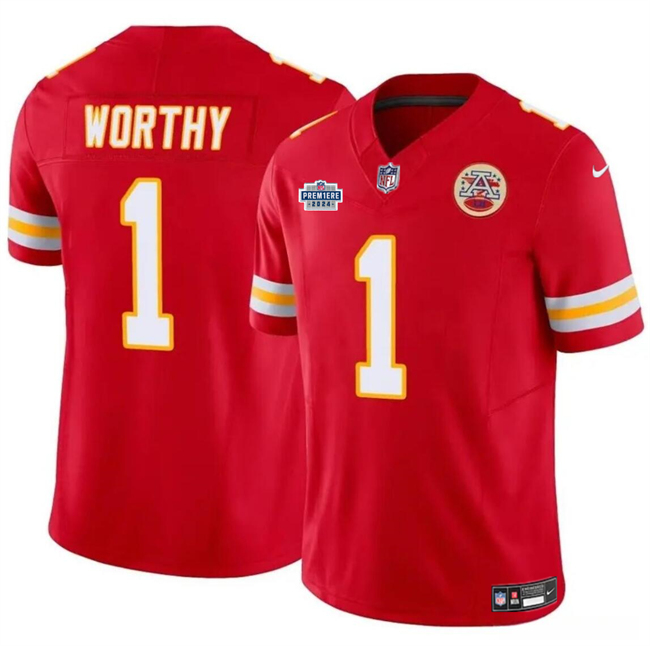 Personalized Men’s Kansas City Chiefs #1 Xavier Worthy Red F.U.S.E With Draft Patch Untouchable Limited Stitched Football Jersey