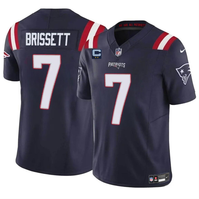 Personalized Men’s New England Patriots #7 Jacoby Brissett Navy F.U.S.E. With 2-Star C Patch Limited Stitched Football Jersey