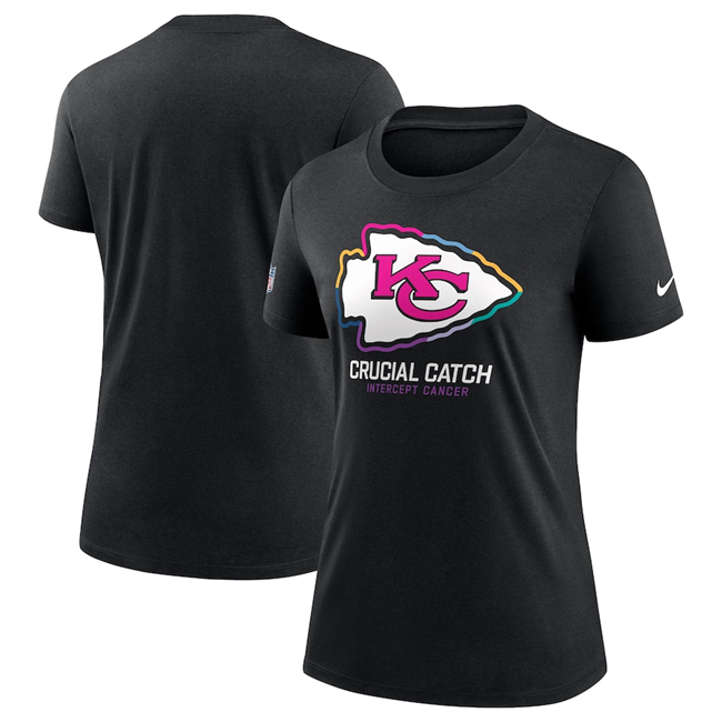 Personalized Women’s Kansas City Chiefs Black 2024 Crucial Catch T-Shirt(Run Small)