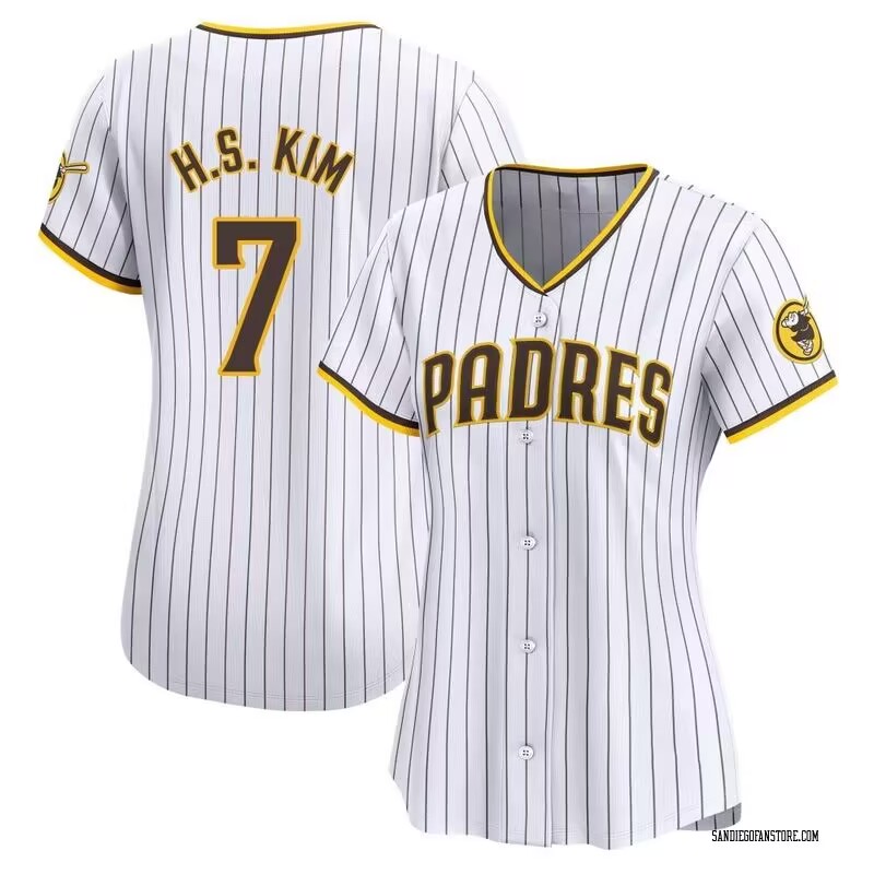 Personalized Women San Diego Padres #7 Ha Seong Kim White Stitched White Jersey