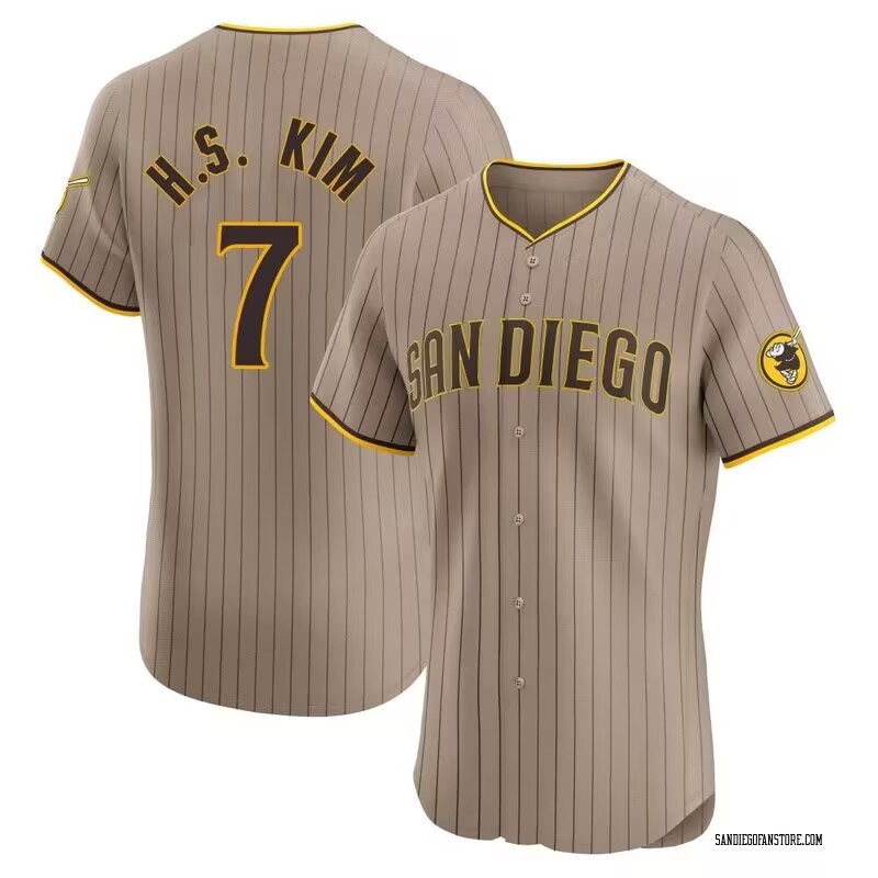Personalized Men’s San Diego Padres #7 Ha Seong Kim White Stitched MLB Cool Base Brown Jersey