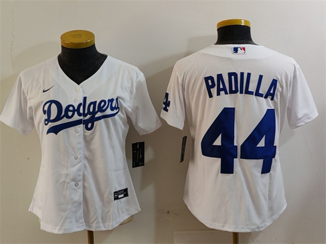 Personalized Women’s Los Angeles Dodgers #44 Vicente Padilla White Stitched Jersey(Run Small)