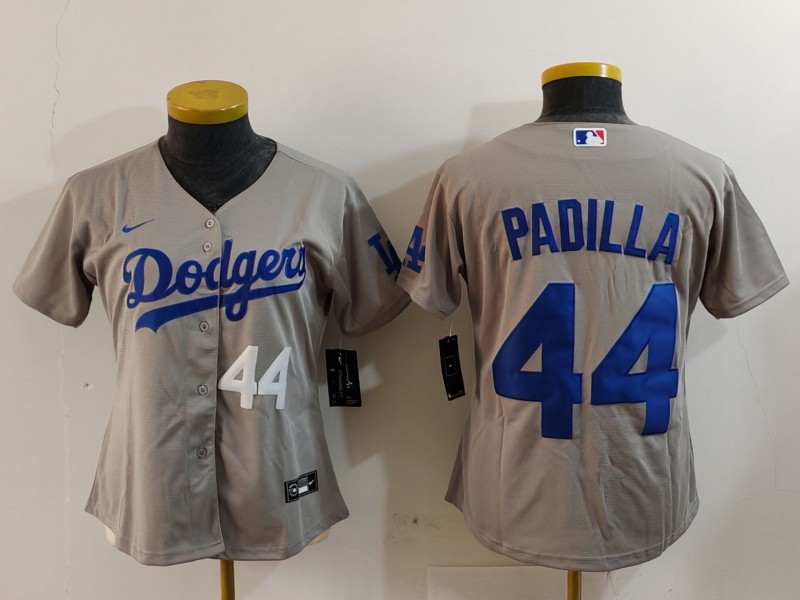 Personalized Women’s Los Angeles Dodgers #44 Vicente Padilla Grey Stitched Jersey(Run Small)