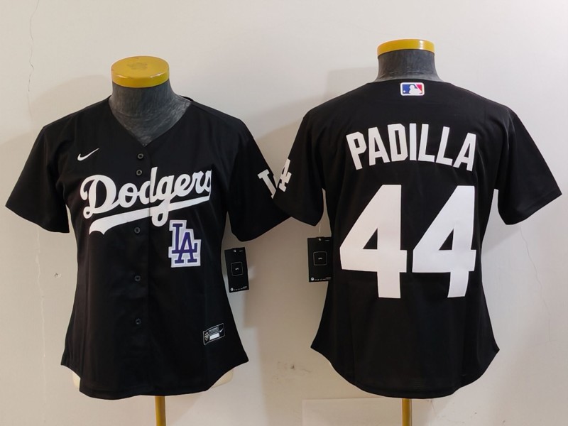 Personalized Women’s Los Angeles Dodgers #44 Vicente Padilla Black Stitched Jersey(Run Small)