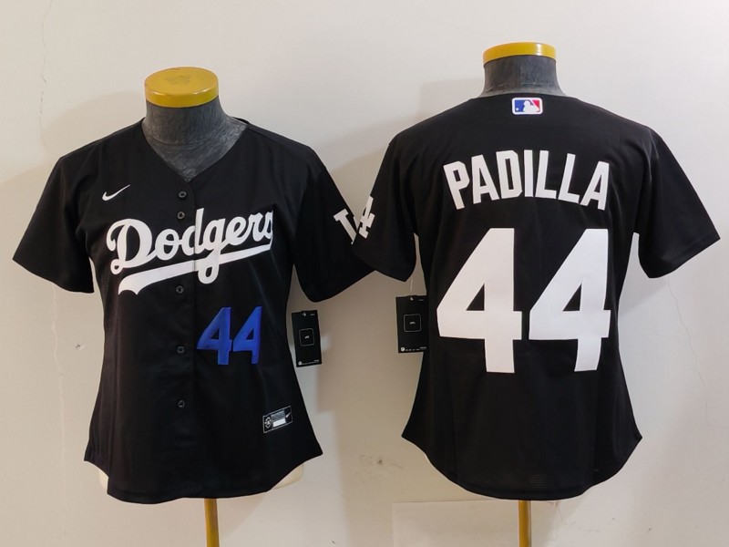 Personalized Women’s Los Angeles Dodgers #44 Vicente Padilla Black Stitched Jersey(Run Small)