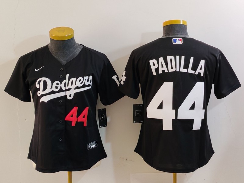 Personalized Women’s Los Angeles Dodgers #44 Vicente Padilla Black Stitched Jersey(Run Small)