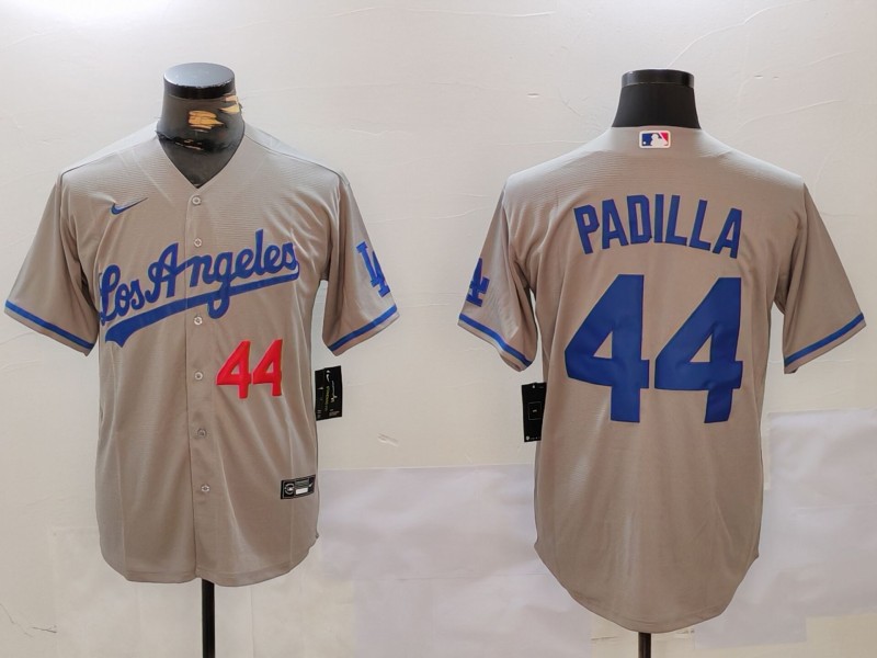 Personalized Men’s Los Angeles Dodgers #44 Vicente Padilla Grey Cool Base Stitched Baseball Jerseys