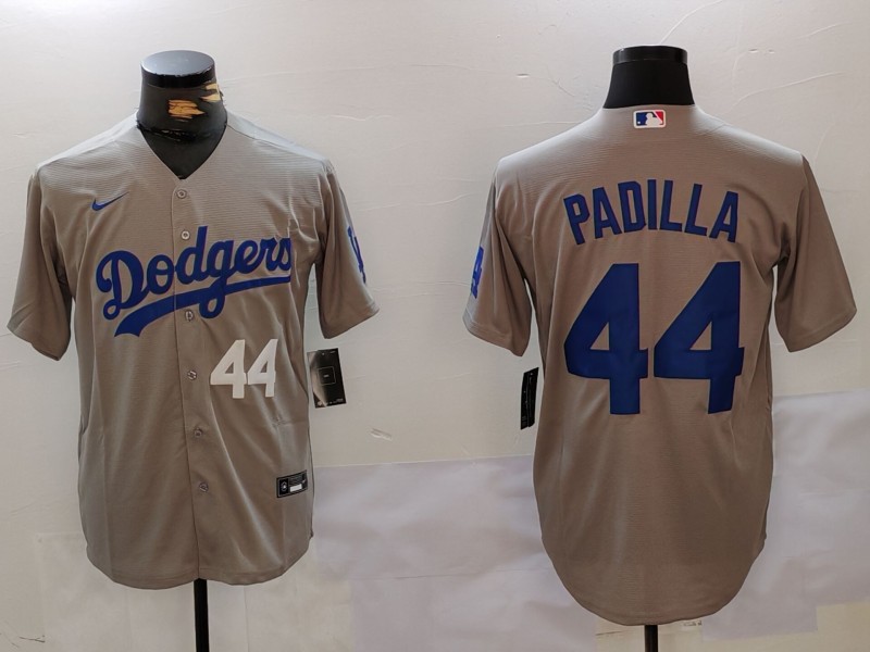 Personalized Men’s Los Angeles Dodgers #44 Vicente Padilla Grey Cool Base Stitched Baseball Jerseys