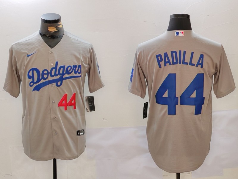 Personalized Men’s Los Angeles Dodgers #44 Vicente Padilla Grey Cool Base Stitched Baseball Jerseys