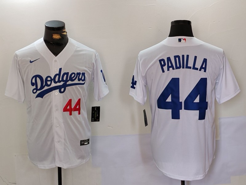 Personalized Men’s Los Angeles Dodgers #44 Vicente Padilla White Cool Base Stitched Baseball Jerseys