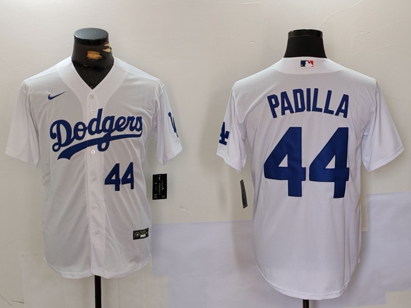 Personalized Men’s Los Angeles Dodgers #44 Vicente Padilla White Cool Base Stitched Baseball Jerseys