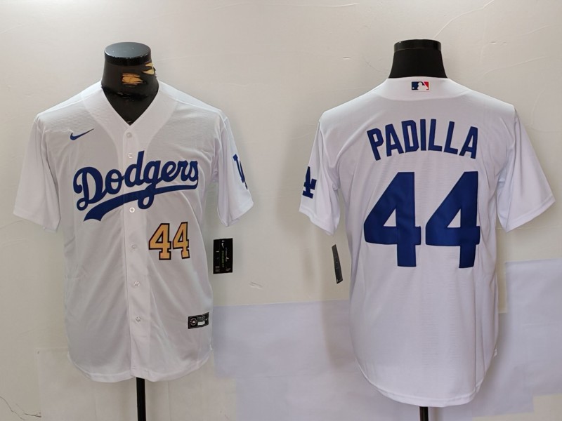 Personalized Men’s Los Angeles Dodgers #44 Vicente Padilla White Cool Base Stitched Baseball Jerseys
