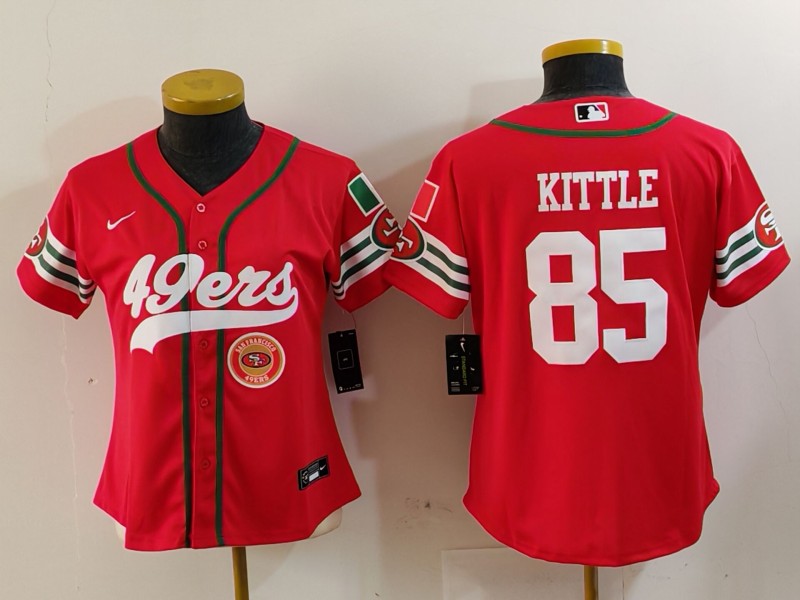 Personalized Women’s San Francisco 49ers #80 Jerry Rice Red Mexico With Patch Cool Base Stitched Baseball Jersey(Run Small)