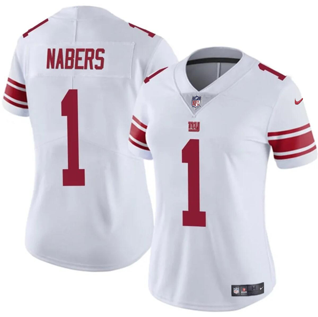 Personalized Women’s New York Giants #1 Malik Nabers White Stitched Jersey(Run Small)
