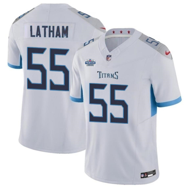 Personalized Men’s Tennessee Titans #55 JC Latham White 2024 F.U.S.E With Draft Patch Limited Stitched Football Jersey